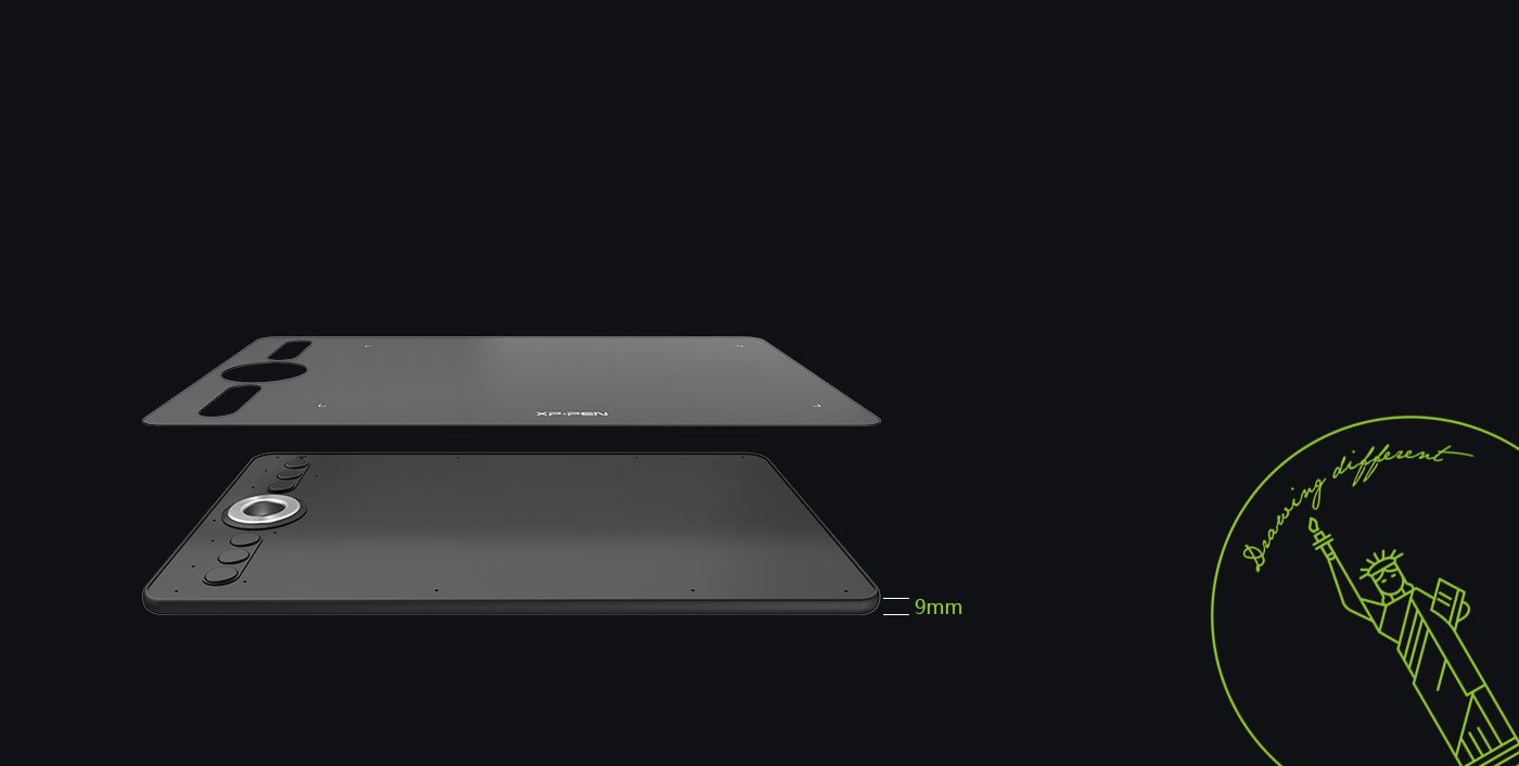  XP-Pen Deco 02 portable drawing tablet only 9mm thick 